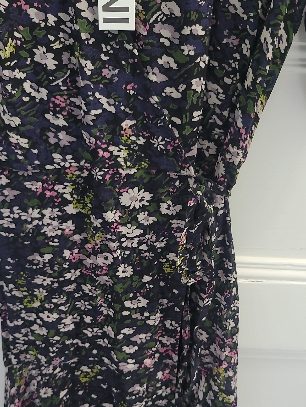 GANNI Crepe Wrap Dress EU34 US4 S Floral Print Asymmetric V-Neck NWT - Picture 7 of 13